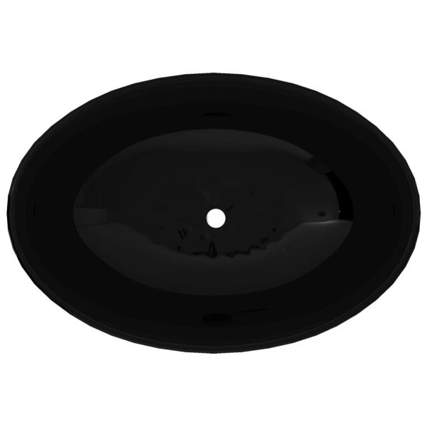 Lavatório cerâmica 40 x 33 cm,  forma oval / Preto - Image 3