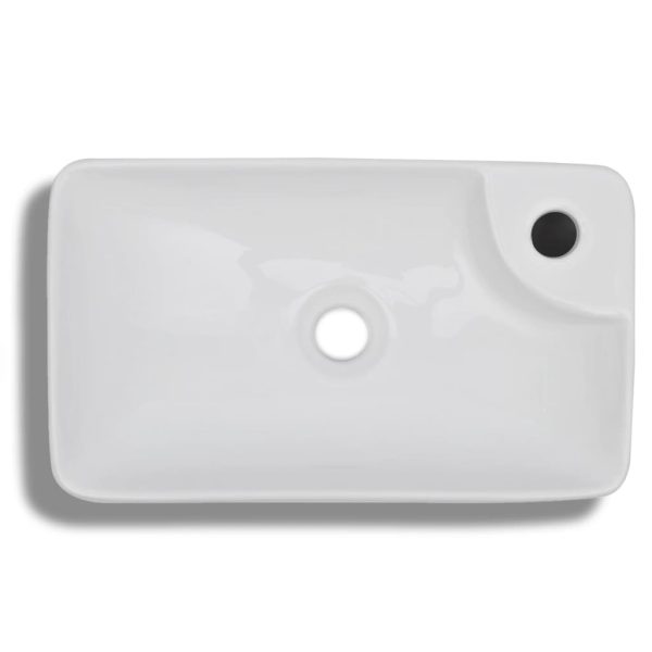 Pia de cerâmica para banheiro + furo torneira, branco - Image 3