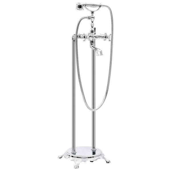 Torneira de pé para banheira aço inoxidável 99,5 cm prateado