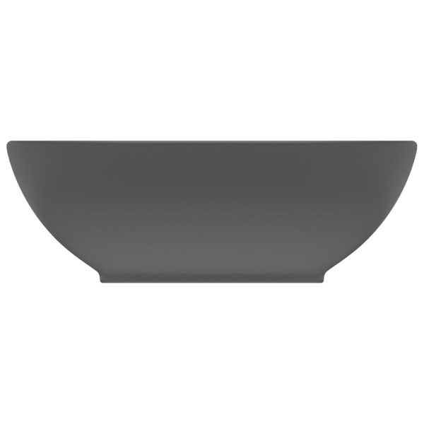 Lavatório luxuoso oval 40x33cm cerâmica cinzento-escuro mate - Image 3