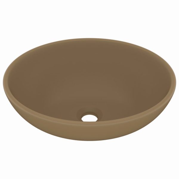 Lavatório luxuoso formato oval 40x33 cm cerâmica creme mate - Image 2