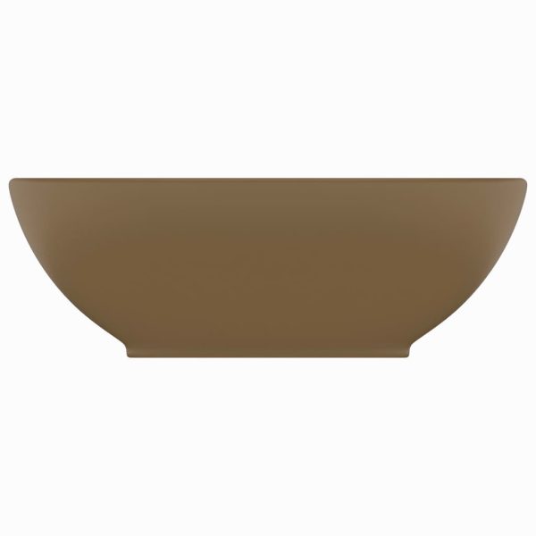 Lavatório luxuoso formato oval 40x33 cm cerâmica creme mate - Image 3