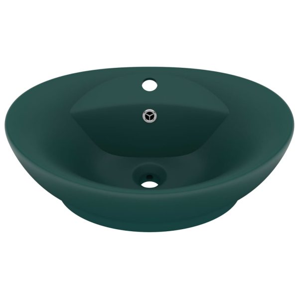 Lavatório luxuoso oval 58,5x39 cm cerâmica verde-escuro mate - Image 2