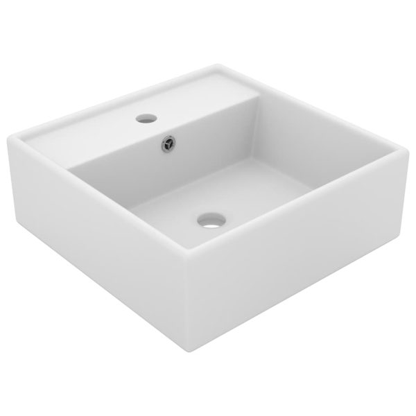 Lavatório luxuoso quadrado 41x41 cm cerâmica branco mate