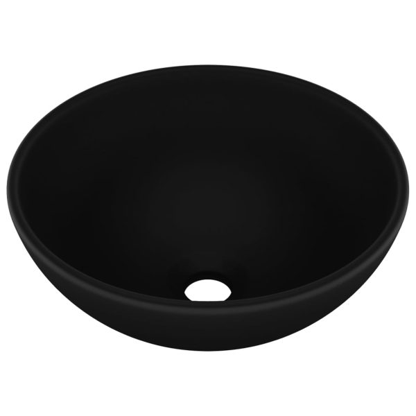 Lavatório WC luxuoso redondo 32,5x14cm cerâmica preto mate - Image 2