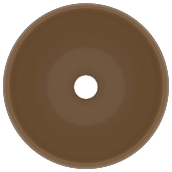 Lavatório luxuoso redondo 40x15 cm cerâmica creme mate - Image 3