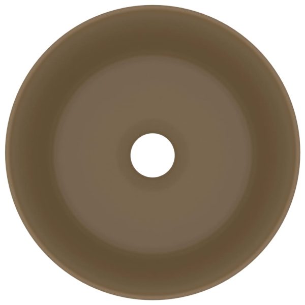 Lavatório luxuoso redondo 40x15 cm cerâmica creme mate - Image 3