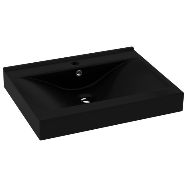 Lavatório c/ orifício de torneira 60x46 cm cerâmica preto mate - Image 2