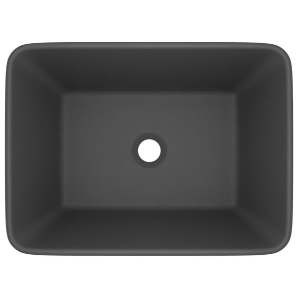 Lavatório luxuoso 41x30x12 cm cerâmica cinzento-escuro mate - Image 3