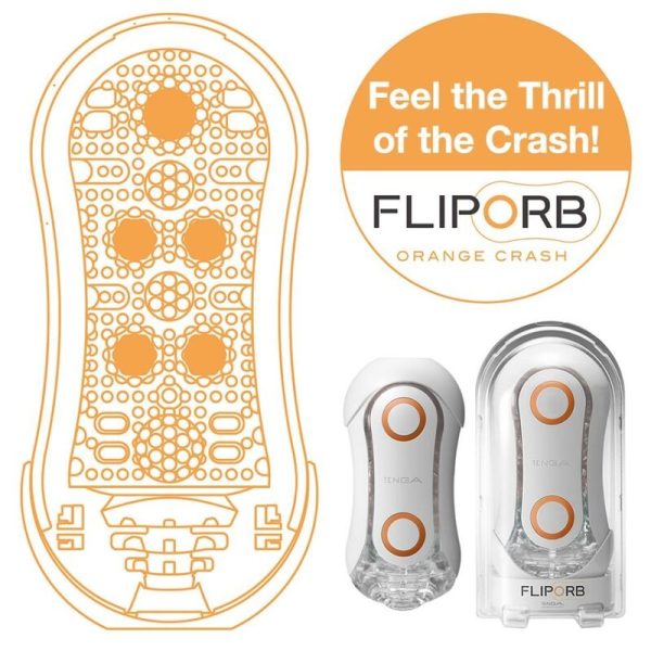 TENGA FLIP ORB FORTE MASTURBADOR BRANCO E ORANGE CRASH - Image 2