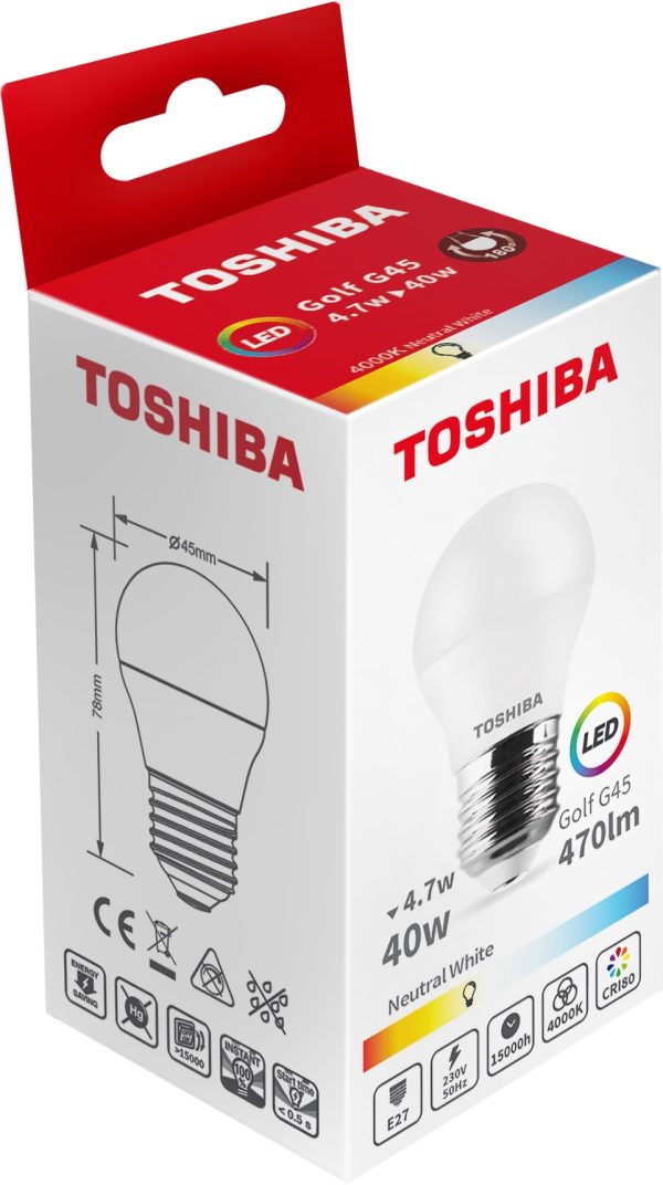BOMBILLA LED TOSHIBA G45 E27 5W 4000K