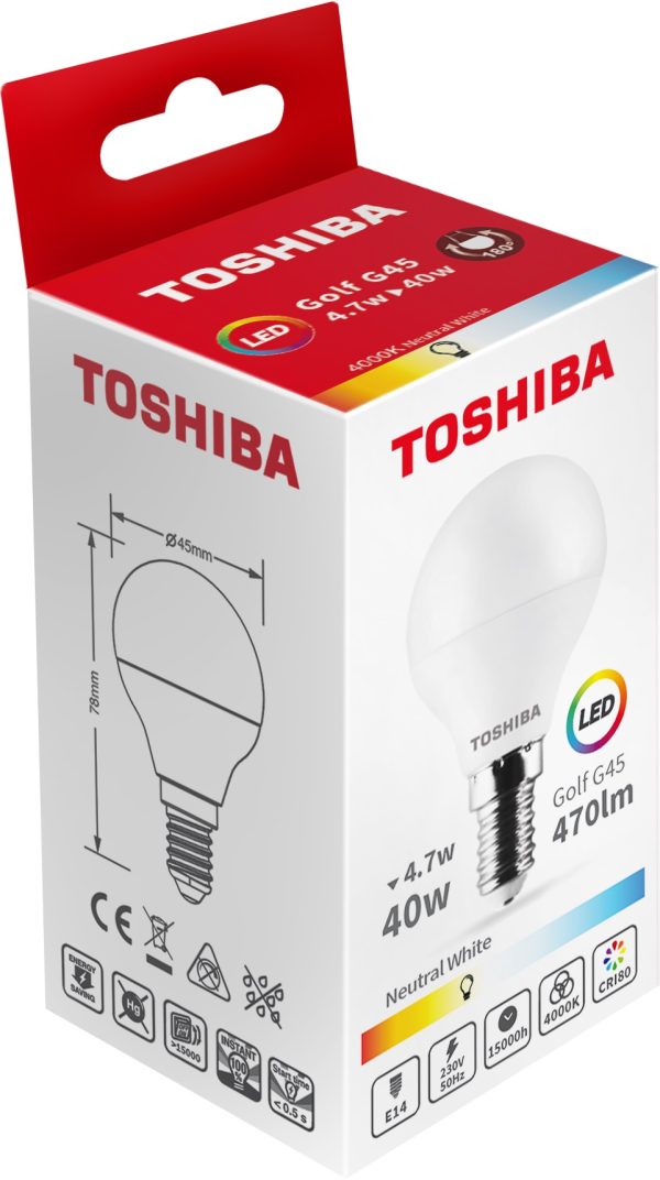 BOMBILLA LED TOSHIBA G45 E14 5W 4000K