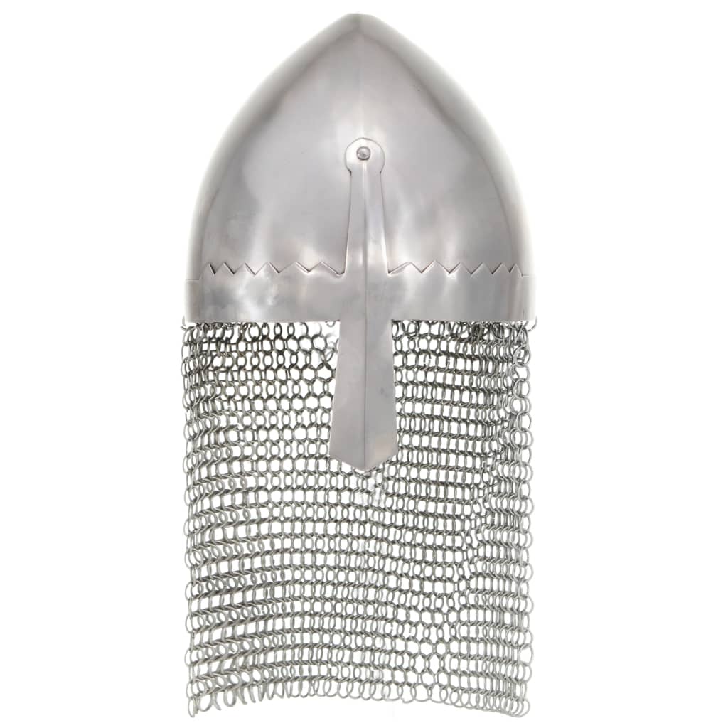 Capacete de cavaleiro réplica LARP aço prateado - Image 2