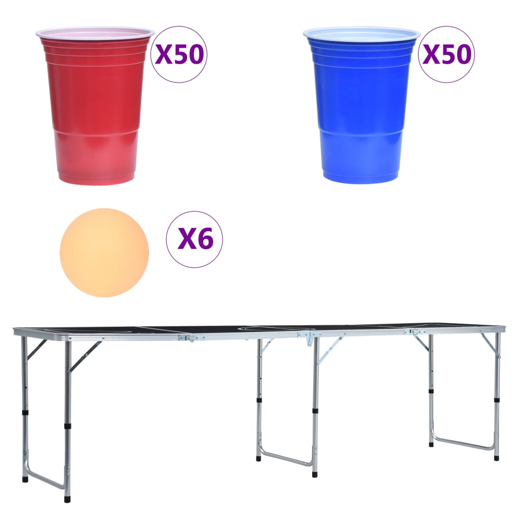 Mesa de beer pong dobrável com copos e bolas 240 cm - Image 2