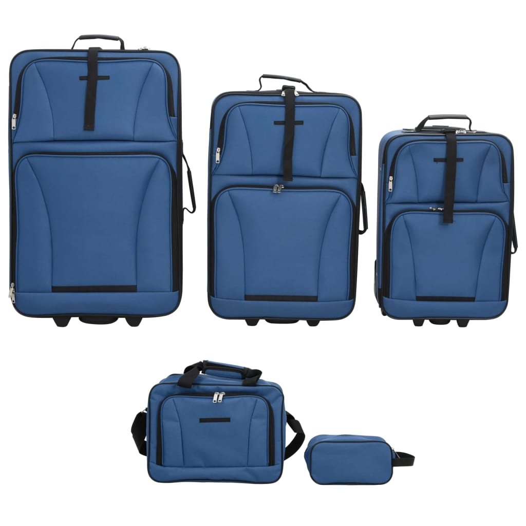 5 pcs conjunto malas de viagem tecido azul - Image 2