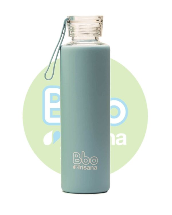 GARRAFA BBO AZUL BOROSILICADO COM SILICONE 550 ml IRISANA