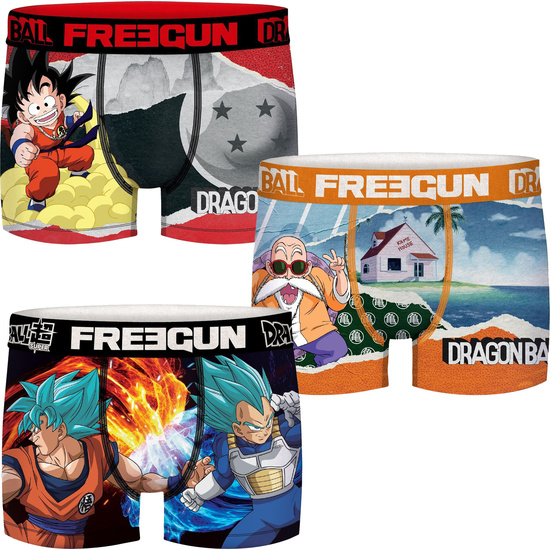 CONJUNTO DE 3 BOXERS HOMENS FREEGUN DRAGON BALL