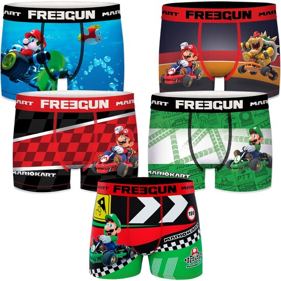 CONJUNTO DE 5 CUECAS BOXER MARIO-BROS PARA HOMEM MICROFIBRA