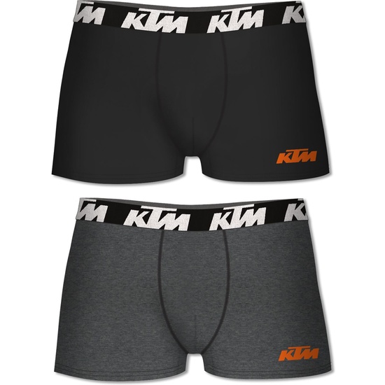 CONJUNTO DE 2 CUECAS BOXER KTM PRETAS E CINZA ESCURA
