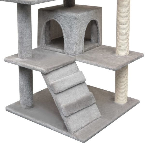 Árvore para gatos c/ postes arranhadores sisal 125 cm cinzento - Image 4
