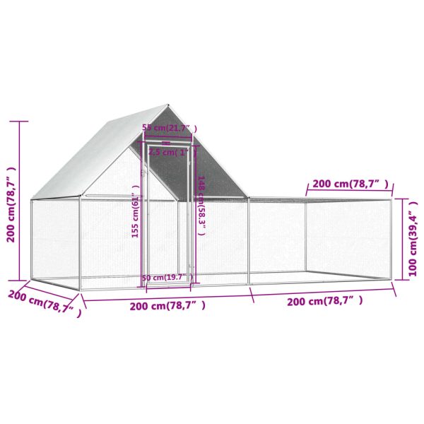 Galinheiro 4x2x2 m aço galvanizado - Image 6