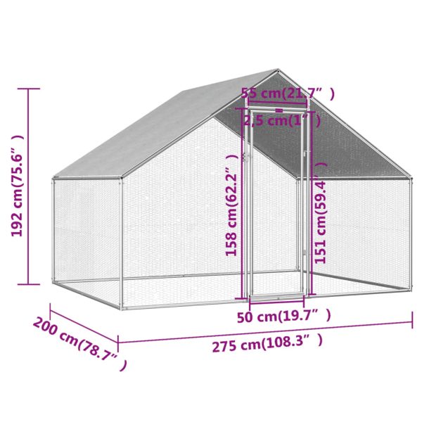 Galinheiro exterior em aço galvanizado 2,75x2x1,92 m - Image 6