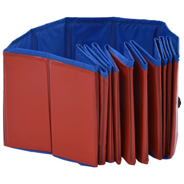 Piscina para cães dobrável 120x30 cm PVC vermelho - Image 5