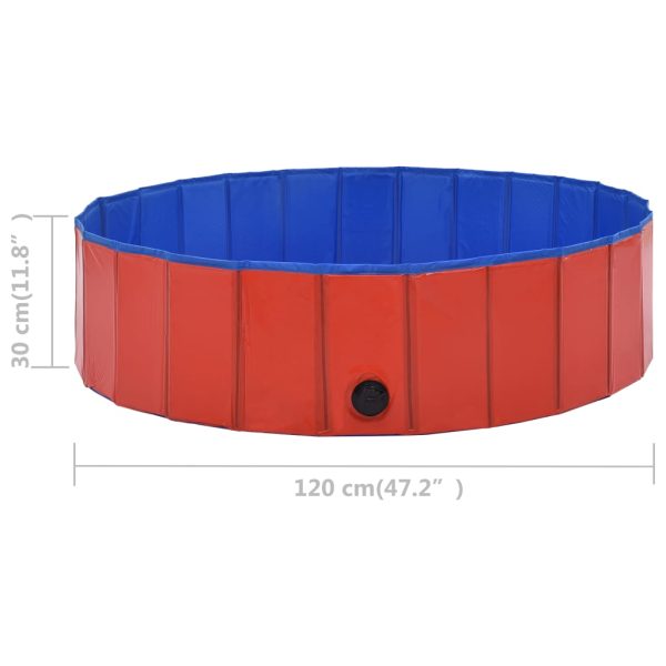 Piscina para cães dobrável 120x30 cm PVC vermelho - Image 9
