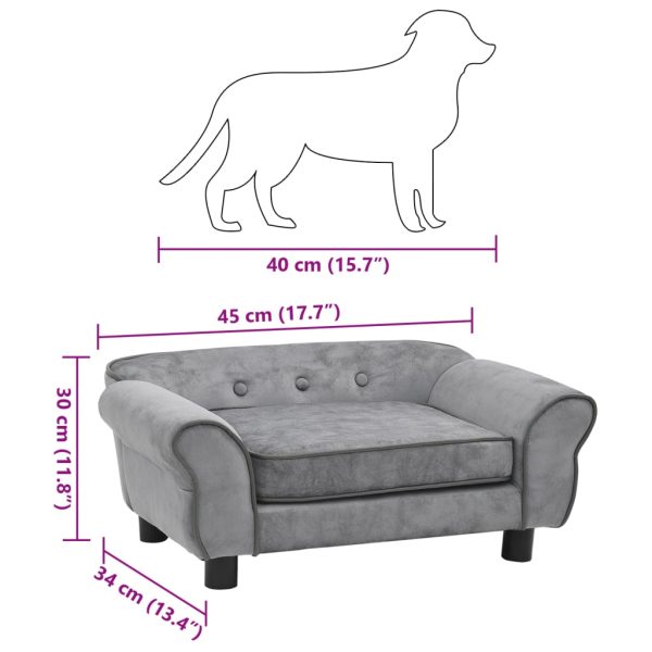 Sofá para cães 72x45x30 cm pelúcia cinzento - Image 10