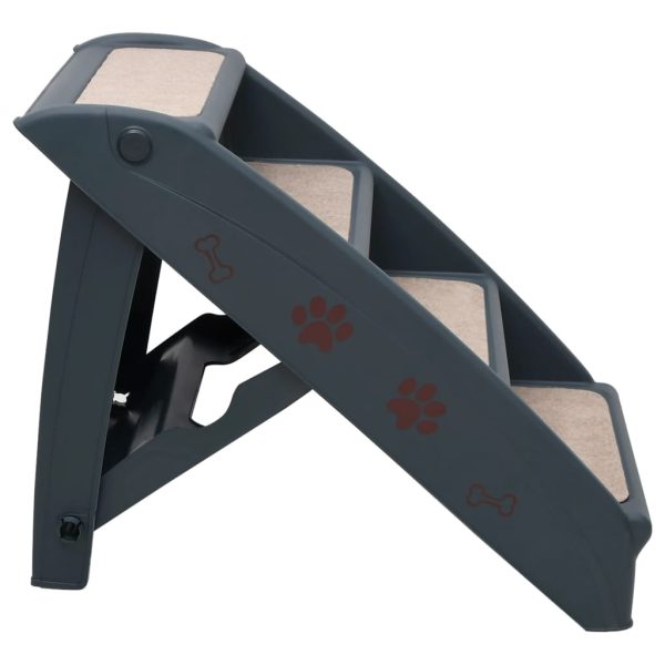 Escada para cães dobrável com 4 degraus cinzento-escuro - Image 4