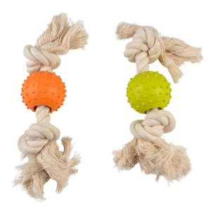 DUVO JUGUETE PERRO GOMA ECOLOGICA BOLA CON CUERDA 27 x 5 x 5 CM