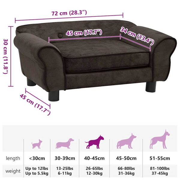 Sofá para cães 72x45x30 cm pelúcia castanho - Image 9