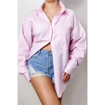 Preview of Baby Pink Ultimate Oversized Pinstripe Dad Shirt.