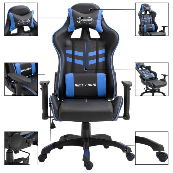 Cadeira de gaming couro artificial azul - Image 2