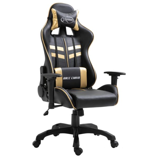 Cadeira de gaming couro artificial dourado