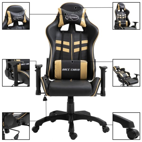 Cadeira de gaming couro artificial dourado - Image 2