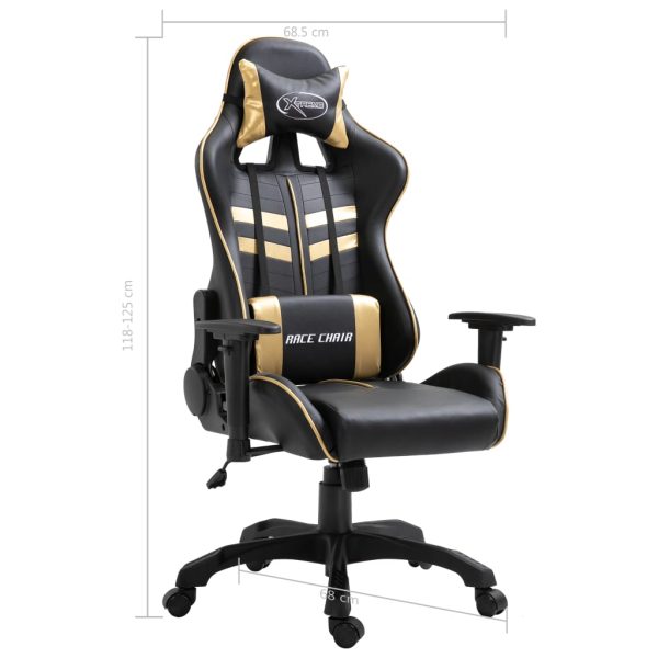 Cadeira de gaming couro artificial dourado - Image 9