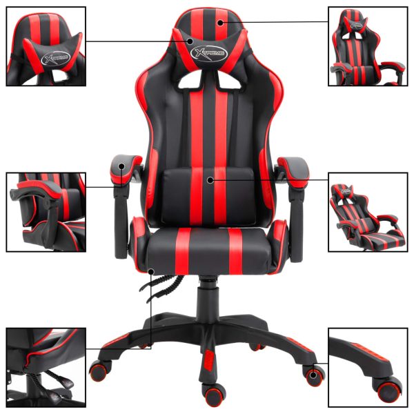 Cadeira de gaming couro artificial vermelho - Image 2