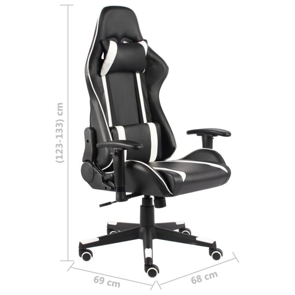 Cadeira de gaming giratória PVC branco - Image 8