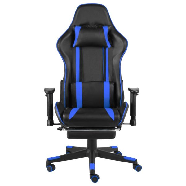 Cadeira de gaming giratória com apoio de pés PVC azul - Image 2