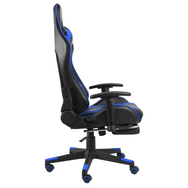 Cadeira de gaming giratória com apoio de pés PVC azul - Image 3