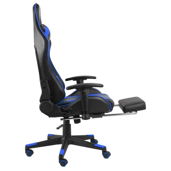 Cadeira de gaming giratória com apoio de pés PVC azul - Image 6