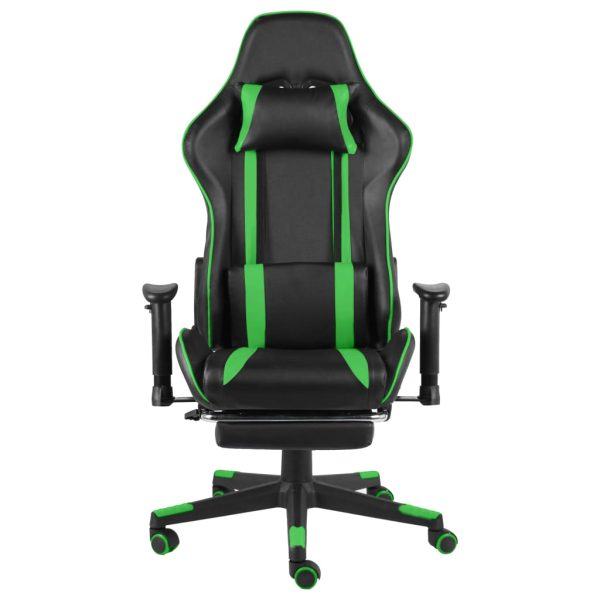 Cadeira de gaming giratória com apoio de pés PVC verde - Image 2