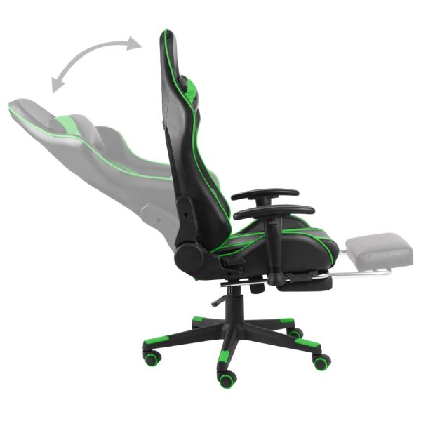 Cadeira de gaming giratória com apoio de pés PVC verde - Image 4