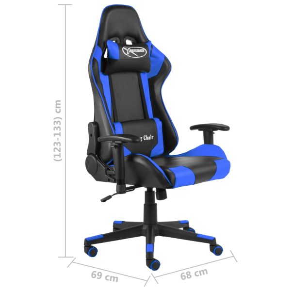 Cadeira de gaming giratória PVC azul - Image 8