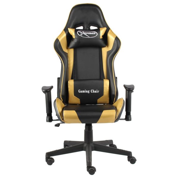 Cadeira de gaming giratória PVC dourado - Image 2