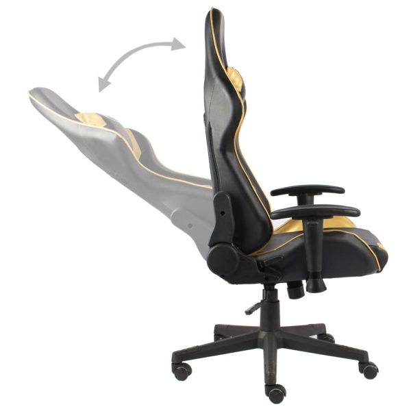 Cadeira de gaming giratória PVC dourado - Image 5