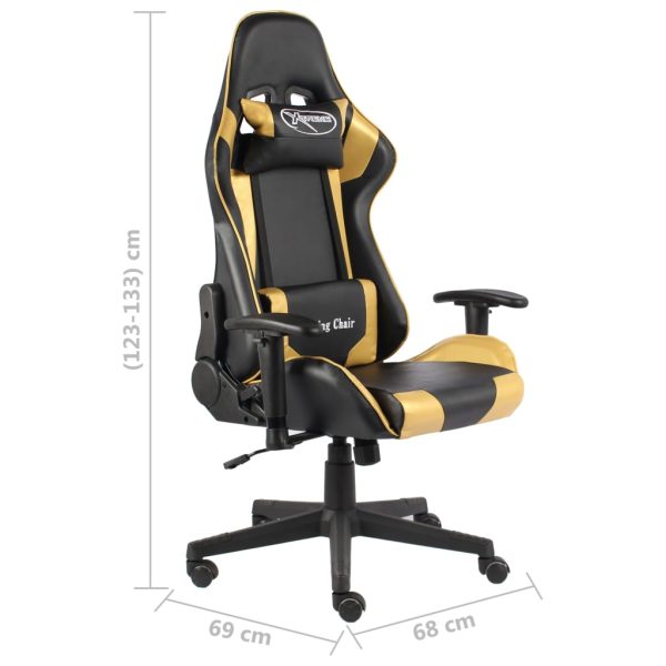 Cadeira de gaming giratória PVC dourado - Image 8