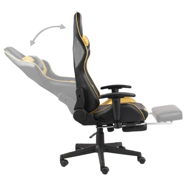 Cadeira de gaming giratória com apoio de pés PVC dourado - Image 6