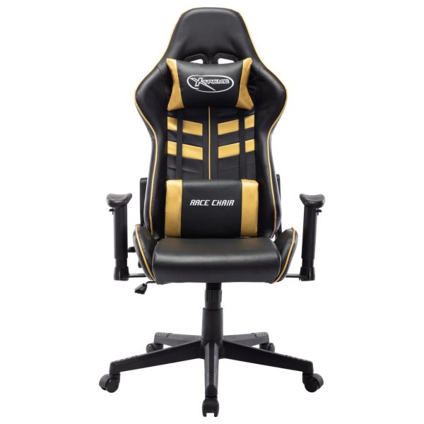 Cadeira de gaming couro artificial preto e dourado - Image 2